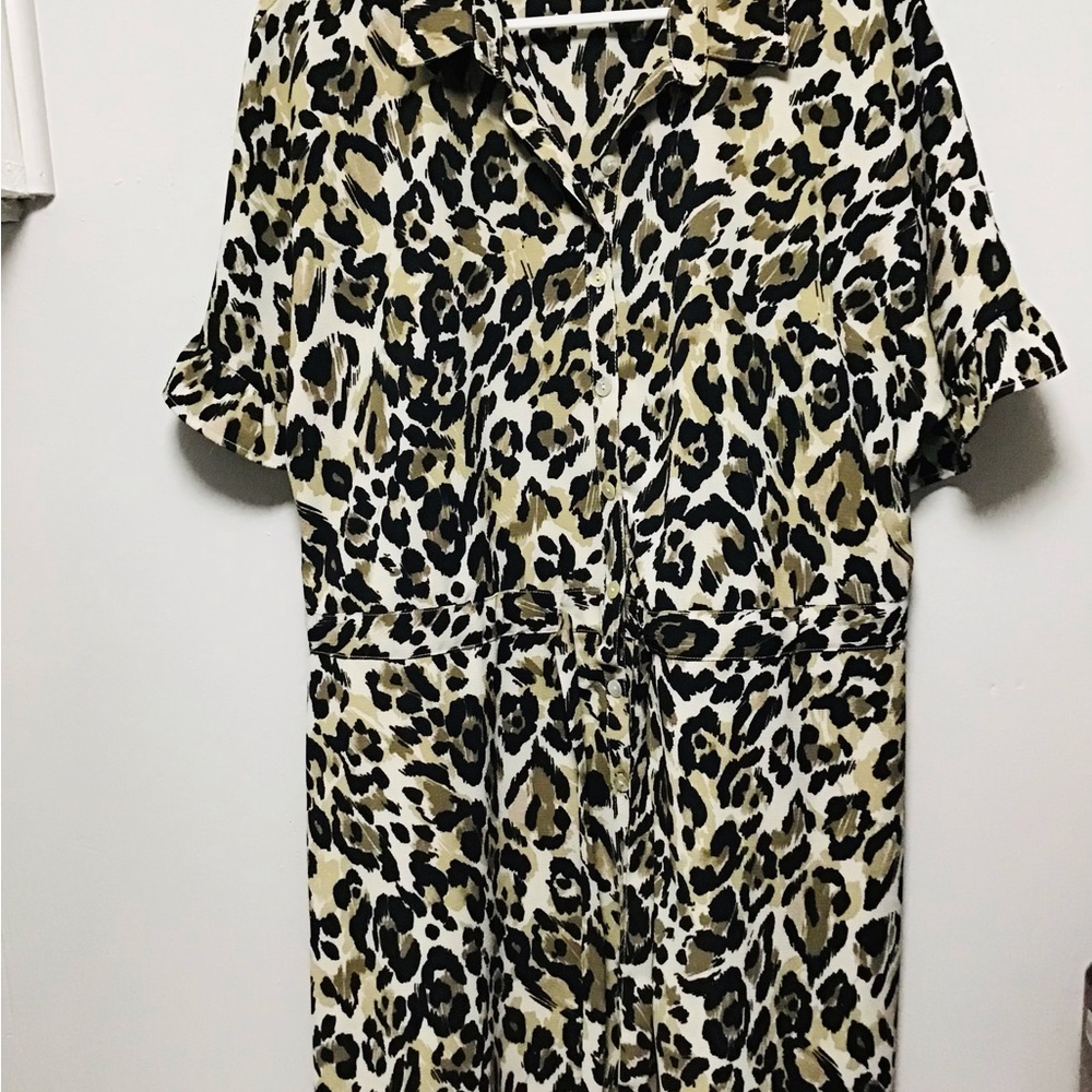 Animal Print Shirt Dress size Large.